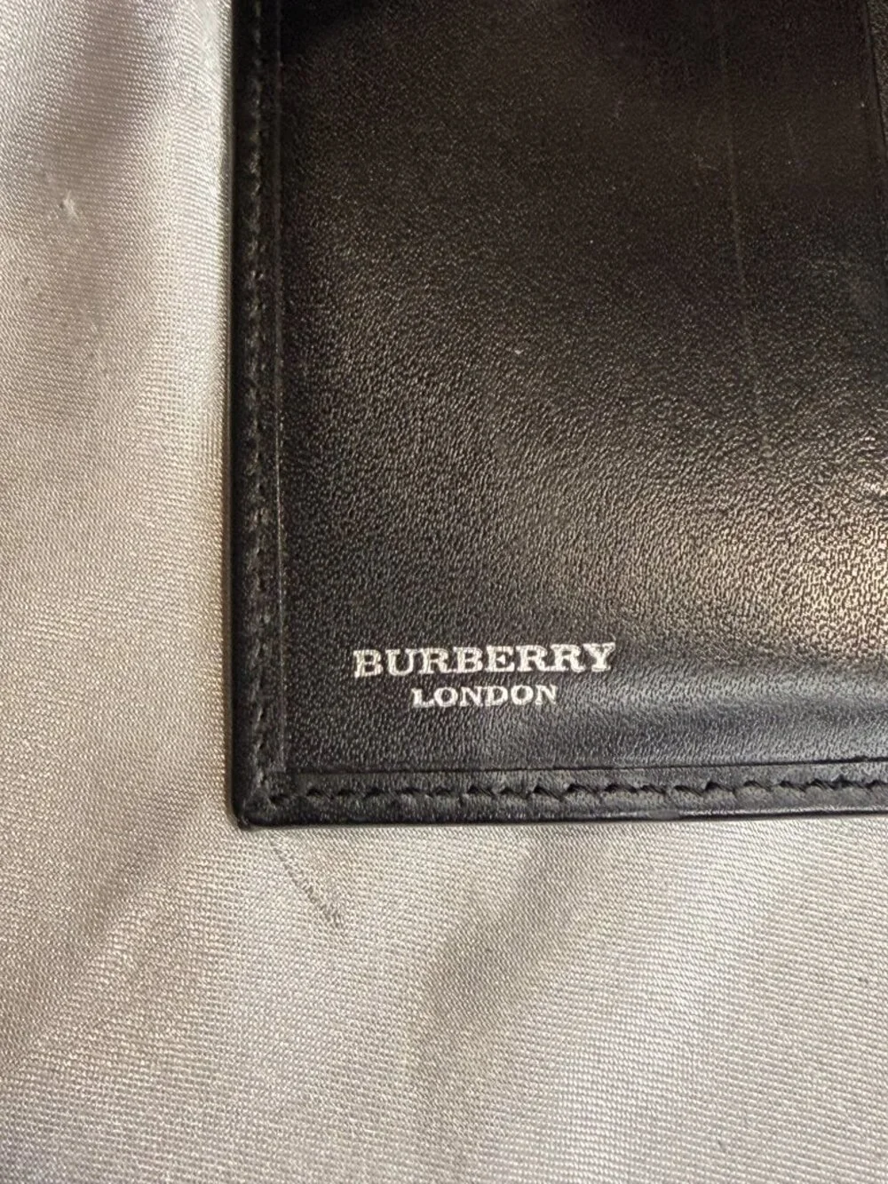 Burberry London Beige Check & Black Leather Compact Wallet